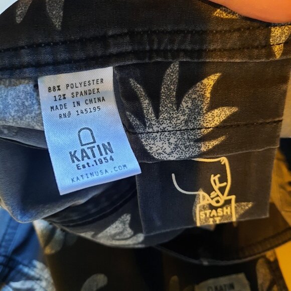 Katin Board Shorts Mens 34 Washed Black Swim Surf Beach Hybrid Trunks‎ Hawaiian - Picture 6 of 10